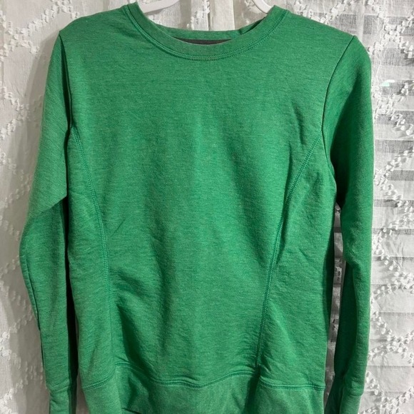 Tops - Green Heathered‎ Crew Neck Sweatshirt Long Sleeve Pullover Women Small